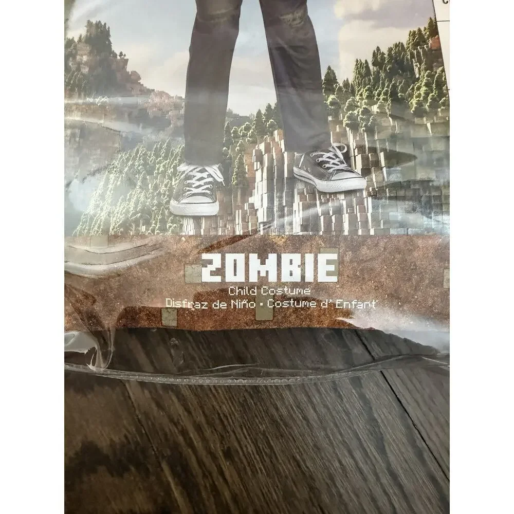 Minecraft Movie Zombie Costume Kids Sz M 7-8 Glow In The Dark Mask Costume NWT